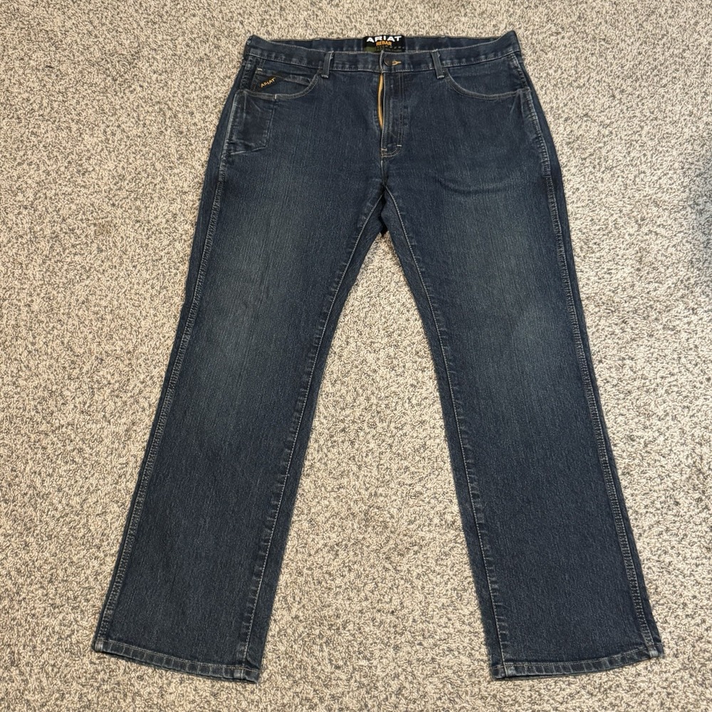 ARIAT Rebar M5 Slim M5 Straight Jeans 40x34 Blue Blackstone Boundary Stackable